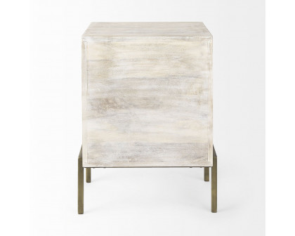 Mercana Arelius End Table with Gold Metal Frame - White