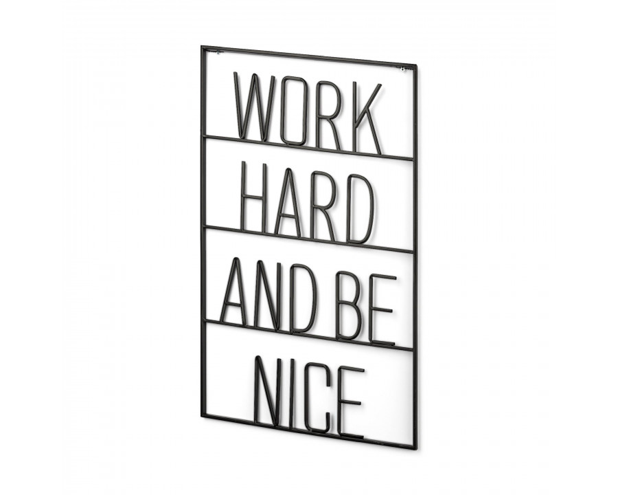 Mercana Work Hard and Be Nice Sign - Black