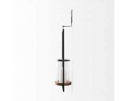 Mercana - Avram Black Metal Frame and Wood Hanging Candle Holder