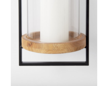 Mercana - Avram Black Metal Frame and Wood Hanging Candle Holder