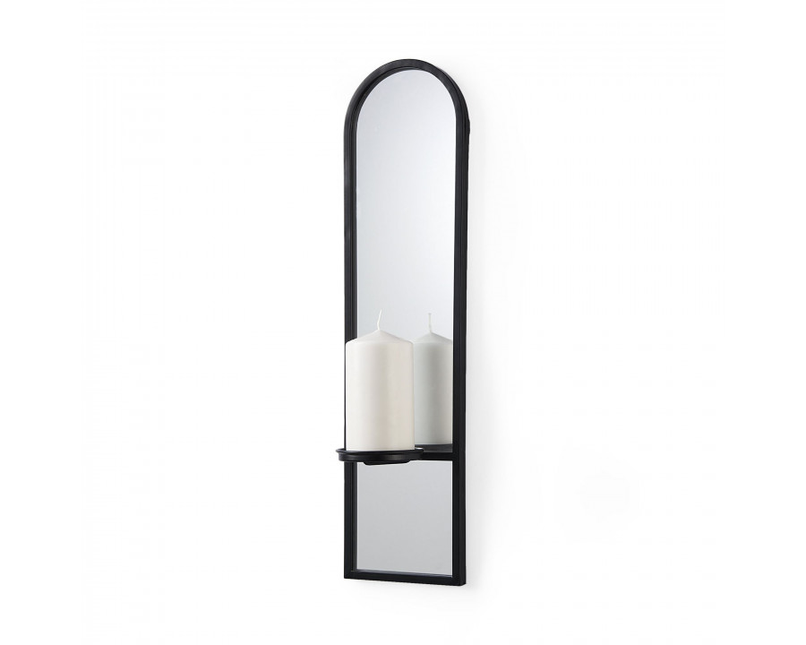 Mercana - Evianna Mirrored with Black Metal Frame Wall Candle Holder