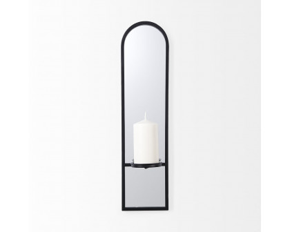 Mercana - Evianna Mirrored with Black Metal Frame Wall Candle Holder