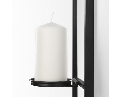 Mercana - Evianna Mirrored with Black Metal Frame Wall Candle Holder