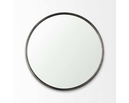 Mercana Piper Metal Round Wall Mirror - Black, Small