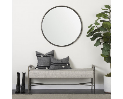 Mercana Piper Metal Round Wall Mirror - Black, Small