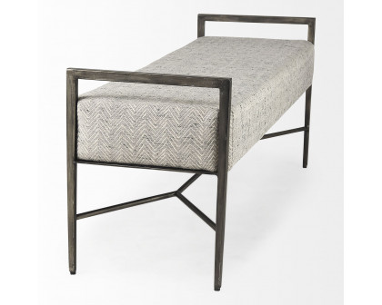 Mercana Charlotte Bench with Antique Nickel Metal Frame - Light Gray