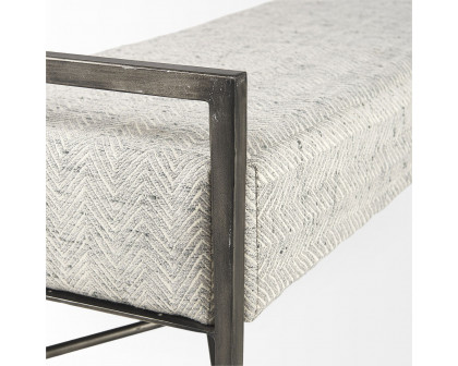 Mercana Charlotte Bench with Antique Nickel Metal Frame - Light Gray