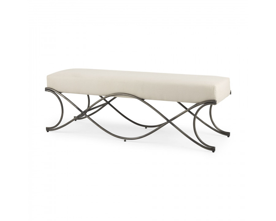 Mercana Ayla Bench with Antique Nickel Frame - Cream