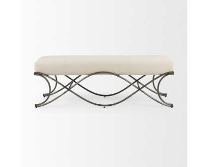 Mercana Ayla Bench with Antique Nickel Frame - Cream