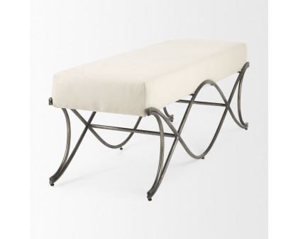 Mercana Ayla Bench with Antique Nickel Frame - Cream