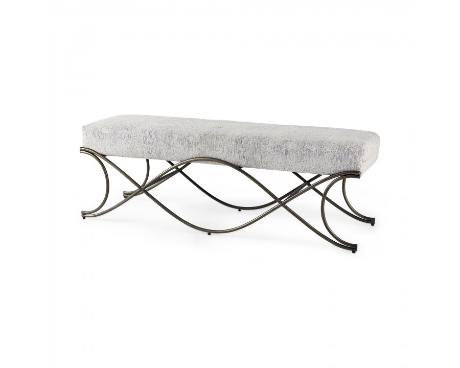 Mercana Ayla Bench with Dark Nickel Metal Frame - Gray