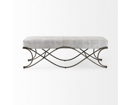 Mercana Ayla Bench with Dark Nickel Metal Frame - Gray