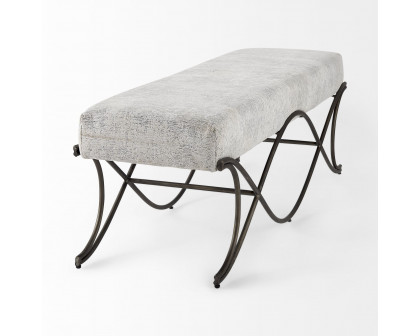 Mercana Ayla Bench with Dark Nickel Metal Frame - Gray