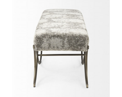 Mercana Ayla Bench with Antique Gold Metal Frame - Light Gray