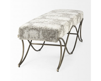 Mercana Ayla Bench with Antique Gold Metal Frame - Light Gray