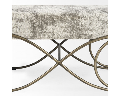 Mercana Ayla Bench with Antique Gold Metal Frame - Light Gray