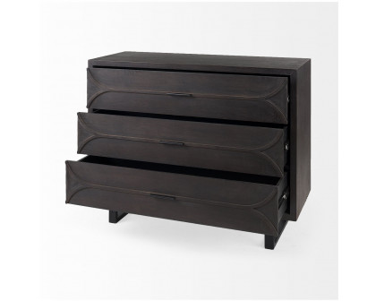 Mercana Giselle I Fir Veneer 3 Drawer Accent Cabinet - Dark Brown