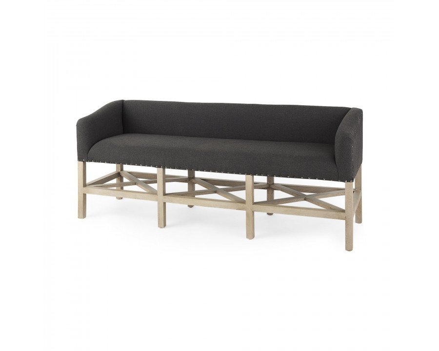 Mercana Bergen Bench with Light Brown Wooden Base - Dark Gray