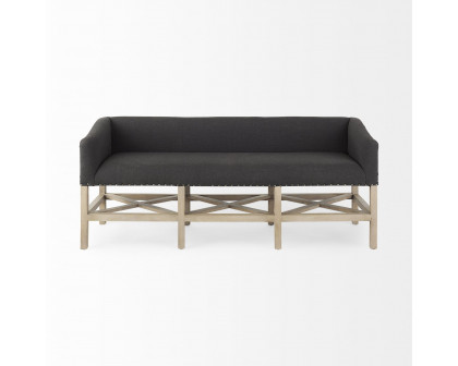 Mercana Bergen Bench with Light Brown Wooden Base - Dark Gray