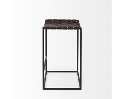 Mercana Clarissa 26" Counter Stool with Black Iron Frame - Dark Brown