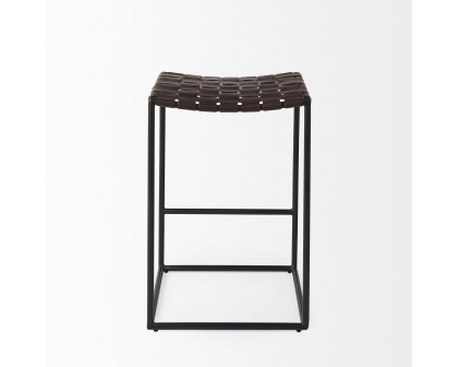 Mercana Clarissa 26" Counter Stool with Black Iron Frame - Dark Brown