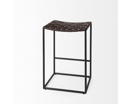 Mercana Clarissa 26" Counter Stool with Black Iron Frame - Dark Brown