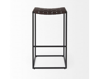 Mercana Clarissa 30" Counter Stool with Black Metal Frame - Dark Brown