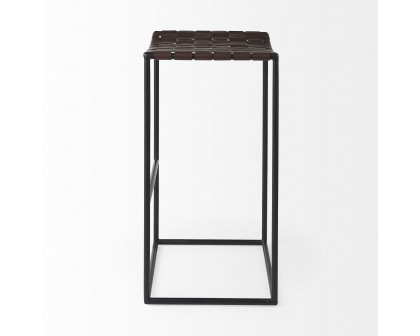 Mercana Clarissa 30" Counter Stool with Black Metal Frame - Dark Brown