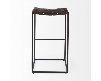 Mercana Clarissa 30" Counter Stool with Black Metal Frame - Dark Brown