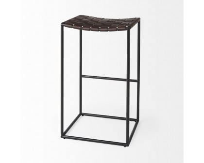 Mercana Clarissa 30" Counter Stool with Black Metal Frame - Dark Brown