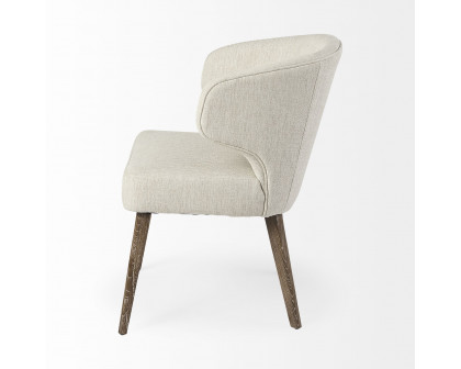 Mercana Niles Dining Chair with Brown Wooden Legs Wingback - Cream/Brown