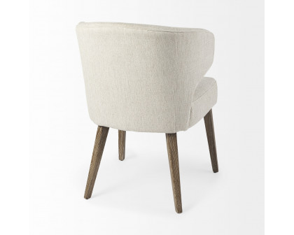 Mercana Niles Dining Chair with Brown Wooden Legs Wingback - Cream/Brown