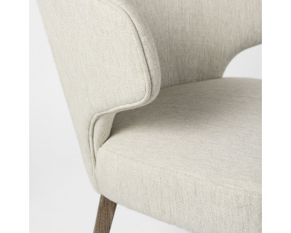 Mercana Niles Dining Chair with Brown Wooden Legs Wingback - Cream/Brown