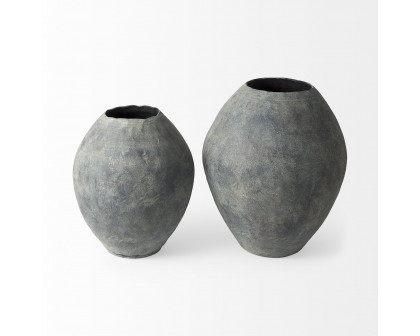 Mercana Gobi Small Ceramic Oval Vase - Gray