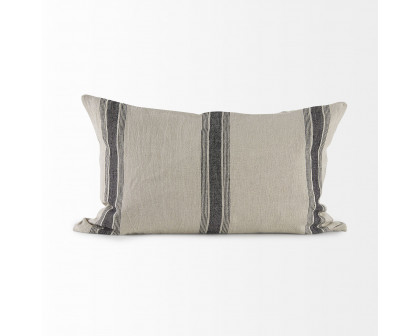 Mercana Hattie 13L x 21W Fabric Striped Decorative Pillow Cover - Beige/Black, Rectangular