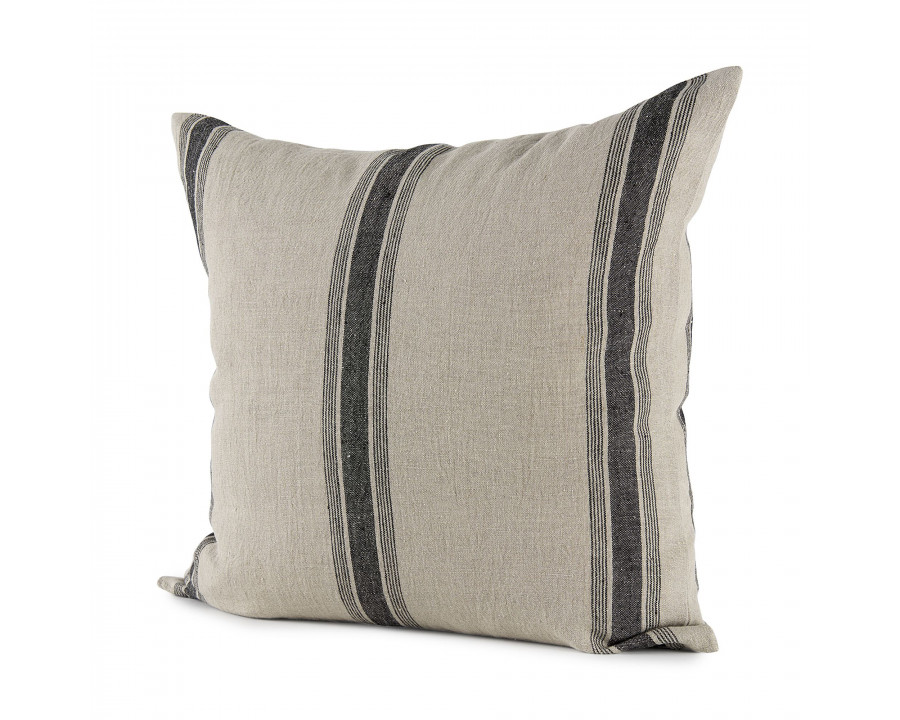 Mercana Hattie 20L x 20W Fabric Striped Decorative Pillow Cover - Beige/Black, Square