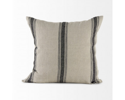 Mercana Hattie 20L x 20W Fabric Striped Decorative Pillow Cover - Beige/Black, Square