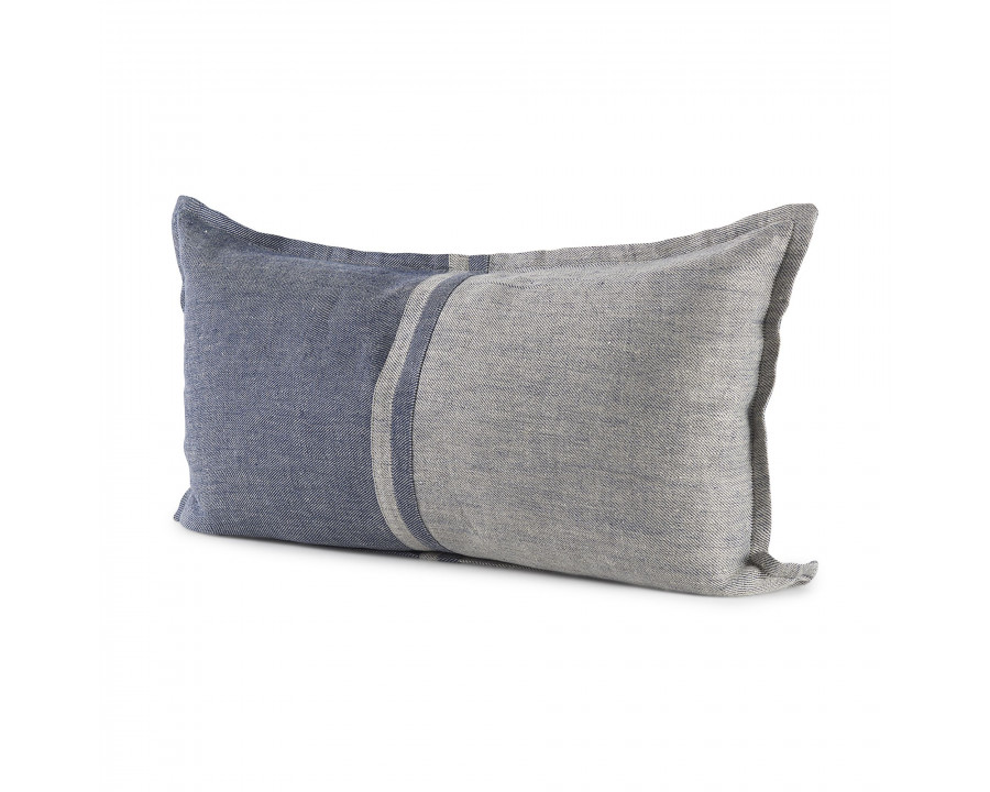 Mercana Aubrielle 14L x 26W Fabric Color Blocked Decorative Pillow Cover - Gray/Blue, Rectangular