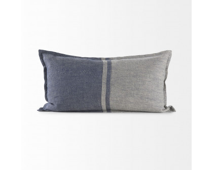 Mercana Aubrielle 14L x 26W Fabric Color Blocked Decorative Pillow Cover - Gray/Blue, Rectangular