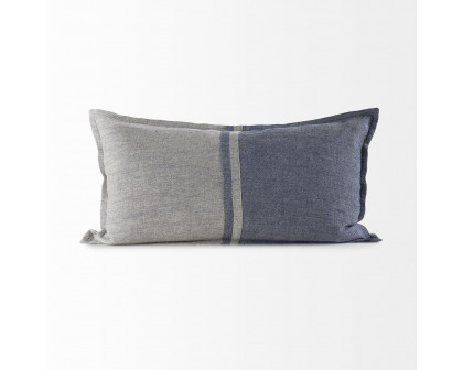 Mercana Aubrielle 14L x 26W Fabric Color Blocked Decorative Pillow Cover - Gray/Blue, Rectangular