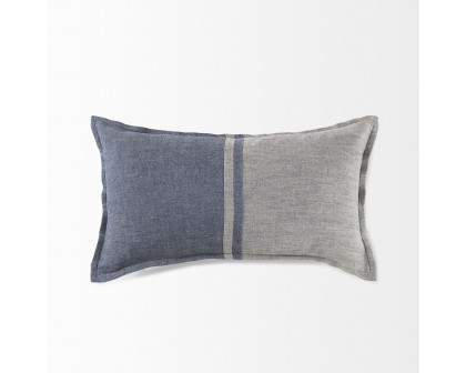 Mercana Aubrielle 14L x 26W Fabric Color Blocked Decorative Pillow Cover - Gray/Blue, Rectangular