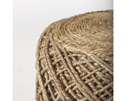 Mercana Allium Cylindrical Pouf - Brown, Wool