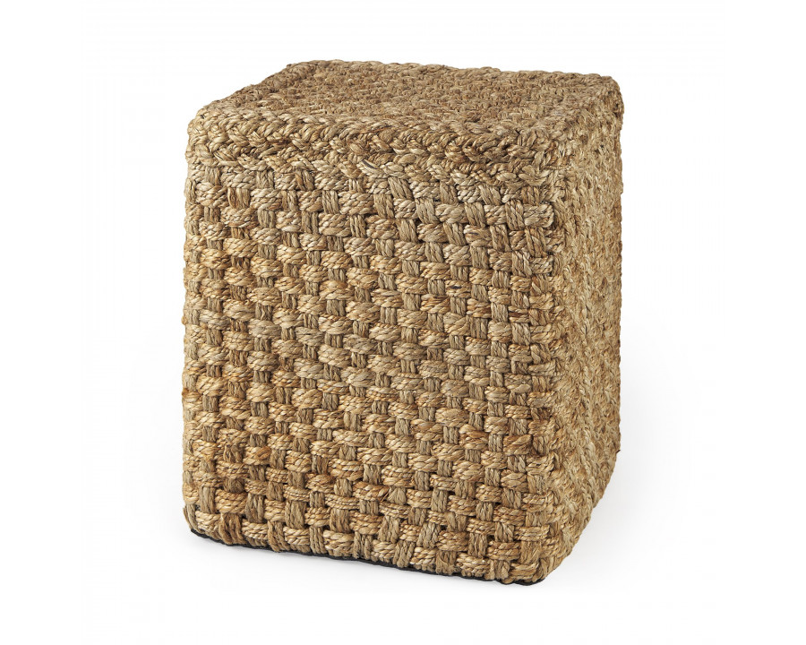 Mercana - Aylin 16.5" Square Brown Jute Pouf