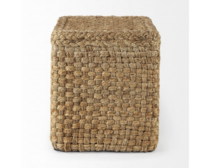 Mercana - Aylin 16.5" Square Brown Jute Pouf