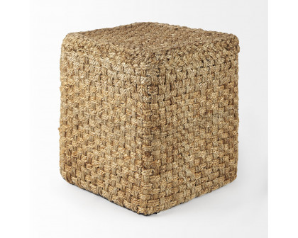 Mercana - Aylin 16.5" Square Brown Jute Pouf