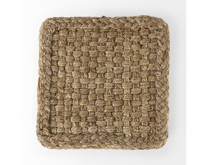 Mercana - Aylin 16.5" Square Brown Jute Pouf