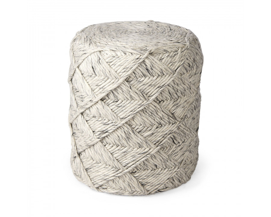 Mercana - Esfera Beige Chevron Woven Round Pouf