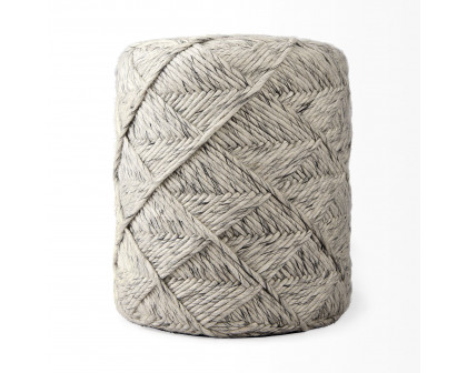 Mercana - Esfera Beige Chevron Woven Round Pouf