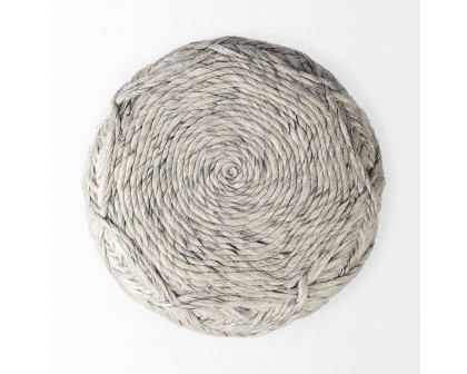 Mercana - Esfera Beige Chevron Woven Round Pouf