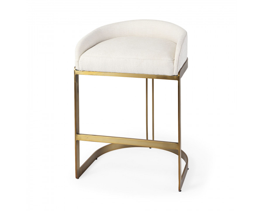 Mercana Hollyfield 29" Counter Stool with Gold Metal Base - Cream